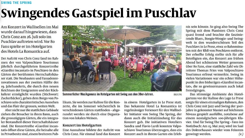 Swingendes Gastspiel im Puschlav
